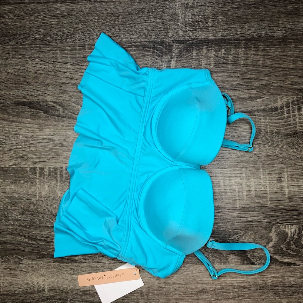 Gibson Latimer sweetheart peplum swim top